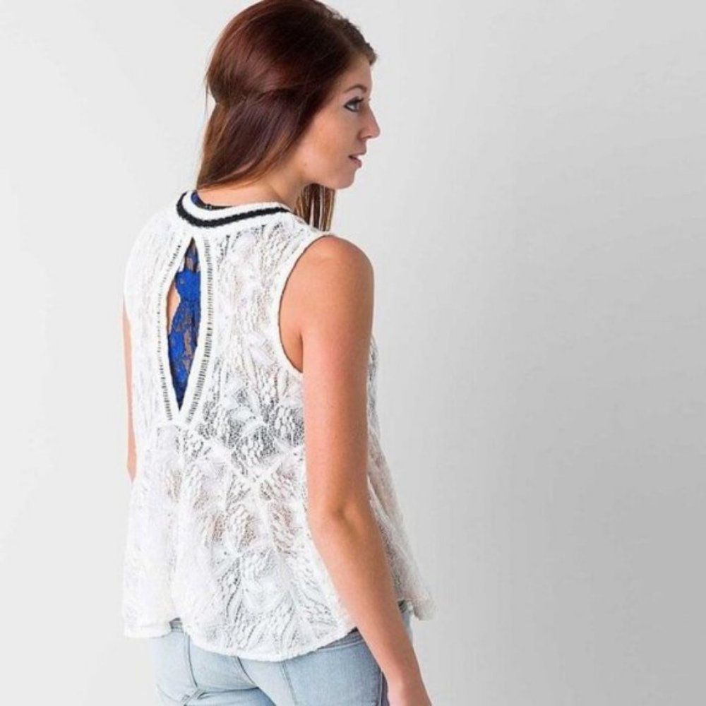 Free People Maisie Lace Peplum Tank Top White S-M - Picture 4 of 16
